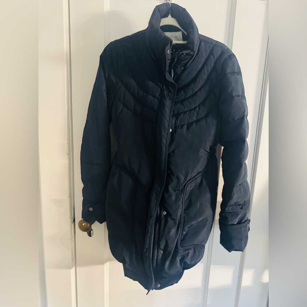 Kimi and Kai XS Navy Blue Quilted Maternity Puffer Coat